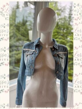 Barbie | 2010s Cropped Corset-Back Denim Jacket | Size JPN 2 (XXS/XS)